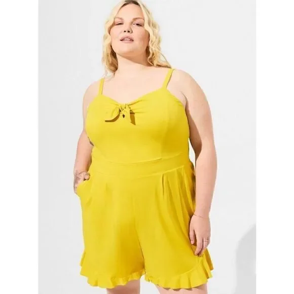 Torrid Challis Tie-Front Romper Sz 3 - Picture 4 of 5